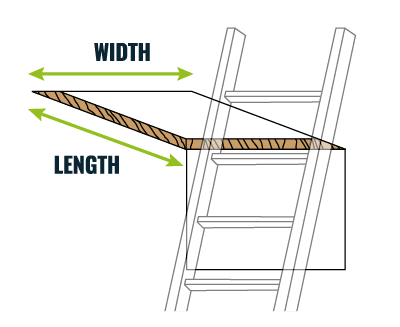 Diagram showing how to measure loft hatch