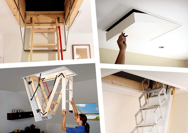 various types of loft ladder and hatch