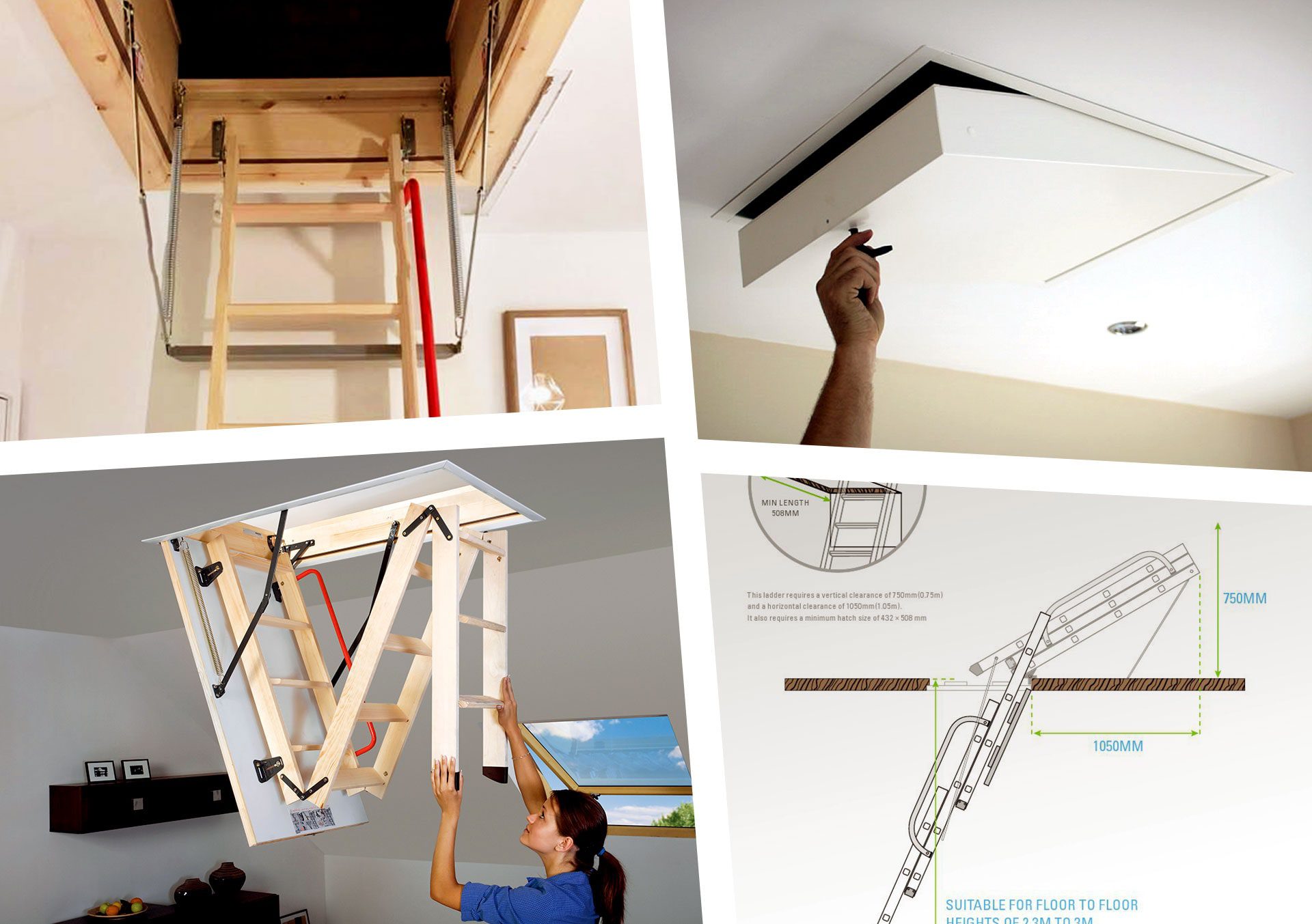 various types of loft ladder and hatch