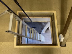 Ladder and hatch view from above with extra hand rails