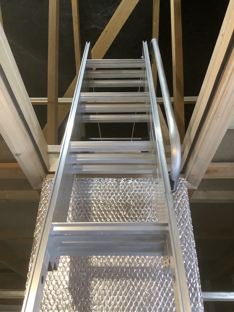 ladder and foil insulated hatch